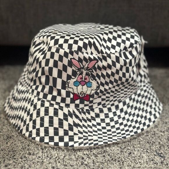 Disney Alice in Wonderland Black and White Checkered Bucket Hat - 59 cm - Picture 2 of 6